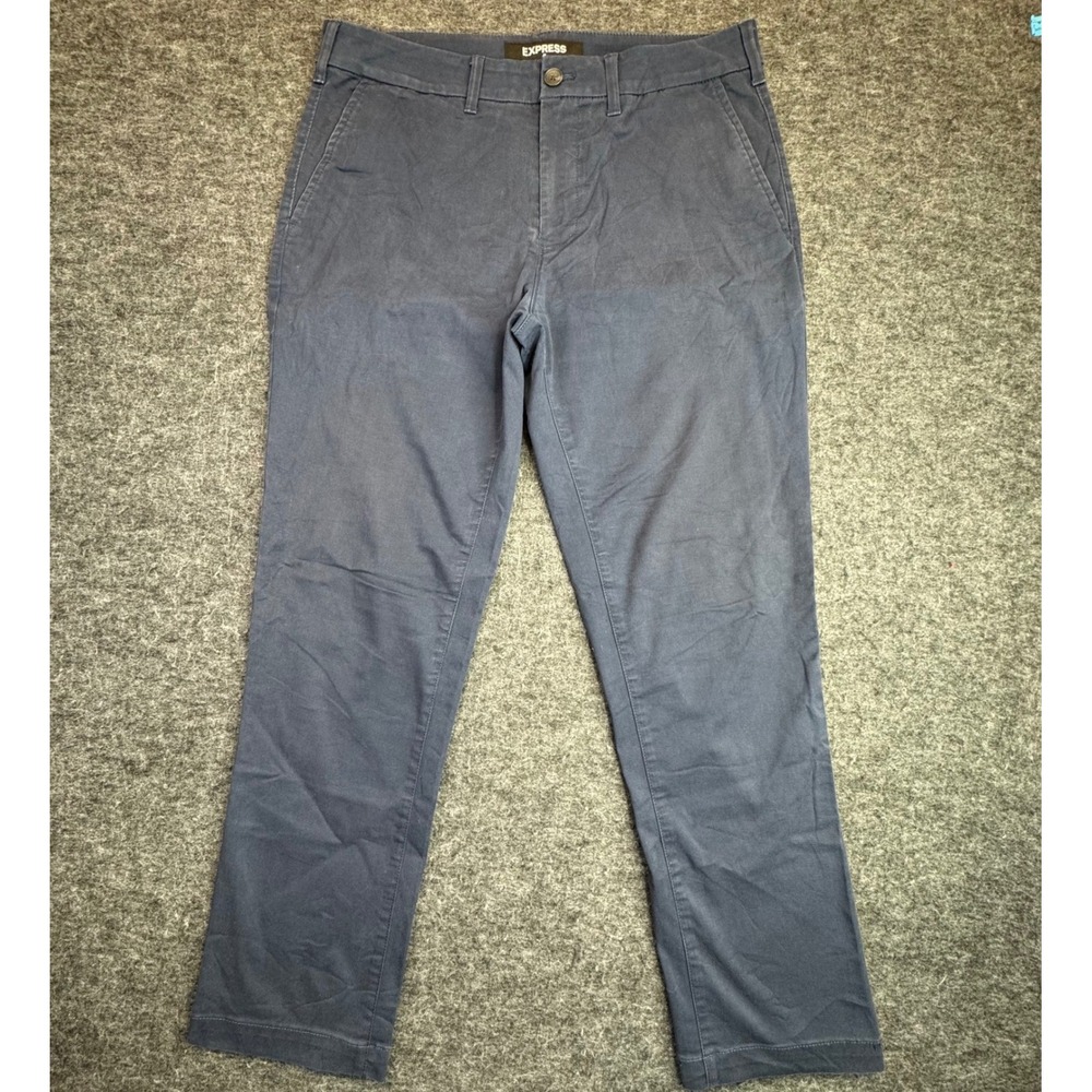Express Chino Pants Mens 31x30 Navy Blue Slim Fit Stretch Cotton Blend‎